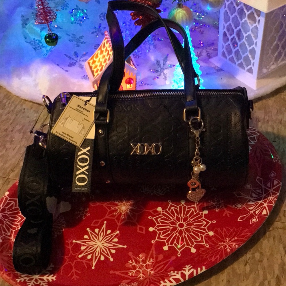 XOXO Black Crossbody Bag with Gold Accents - Picture 3 of 14